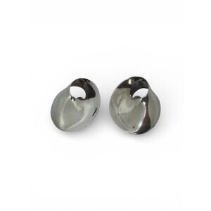 Vintage Jondelll 925 Sterling Silver Abstract Mobius Circle Clip Earrings